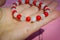 Red coral and moonstone bracelet