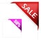 Red corner ribbon with sale sign and fifty percent