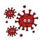 Red coronavirus cartoon illustration - vector