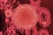 Red coronavirus cells macro