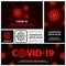 Red coronavirus virus banners set. Vector flat covid-19 backgrounds for banner or flyer of epidemic identification.
