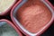 Red cosmetic clay powder