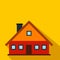 Red cottage flat icon