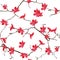 Red cotton tree chinese seamless vector print