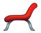 Red couch or chaise lounge on metal legs - vector full color illustration. Leisure furniture - chaise lounge or large armchair