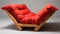 Red Couch Lounger: Mote Kei Style Futon Chair With Timber Frame Construction