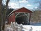 Red Covered Bridge on a sunny winter day
