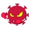 Red Covid-19 Virus with boxing gloves for Virus aggression concept