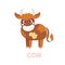 Red cow icon 3D farm animal art design element for web, for print, for fabric print, for product design