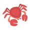 Red Crab Character as Aquatic Mammal with Pair of Pincers Crawling Vector Illustration