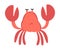 Red Crab Character as Aquatic Mammal with Pair of Pincers with Sad Face Vector Illustration