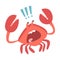 Red Crab Character as Aquatic Mammal with Pair of Pincers Shouting Vector Illustration