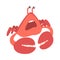 Red Crab Character as Aquatic Mammal with Pair of Pincers Shouting Vector Illustration