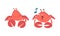 Red Crab Character as Aquatic Mammal with Pair of Pincers Smiling and Singing Vector Illustration Set