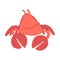 Red Crab Character as Aquatic Mammal with Pair of Pincers Smiling Vector Illustration