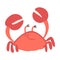 Red Crab Character as Aquatic Mammal with Pair of Pincers Smiling Vector Illustration