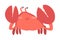 Red Crab Character as Aquatic Mammal with Pair of Pincers Smiling Vector Illustration