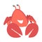 Red Crab Character as Aquatic Mammal with Pair of Pincers Smiling Vector Illustration