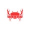 Red crab logo silhouette of a crustacean, seafood menu emblem, fresh crab meat advertising banner