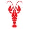 Red crawfish on white background. Vector icon or sign.