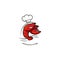 Red Crayfish lobster with chef hat character mascot, seafood and wings bistro restaurant cafe logo illustration