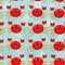 Red crayfish Seamless pattern with funny cute