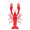 Red crayfish vector flat illustration on white backgrou