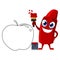Red Crayon mascot painting apple