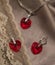 Red cristal jewelry - earrings and medallion