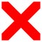 Red cross, letter X. Prohibition, restriction, fault, or error concept icon
