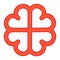 red cross of love from hearts, vector four hearts form flower symbol eternal love and loyalty