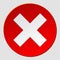 Red x cross  mark icon. Cancel flat symbol  in circle for website. vector eps10