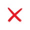 Red cross x vector icon. no wrong symbol. delete, vote sign. graphic design element set on white background