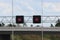 Red crosses above driving lanes on motorway A20 which indicate that the lane is closed at junction Moordrecht.