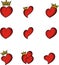 Red crown hearts tattoo set