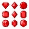 Red Crystals and Gemstones Icons Set on White Background. Vector