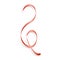 Red curl ribbon mockup, realistic style