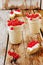 Red currant berries in wafer cups