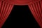 Red curtain of a classical theater isolated on black background. 3d render