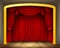 Red curtain of classical theater with wood floor