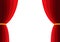 Red curtain flat simple illustration. Vector red curtain open cinema background design