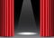 Red curtain open on black with spot light design stage show vector