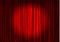 Red curtain with spotlight in theater. Velvet fabric cinema curtain vector. Spotlight on closed curt