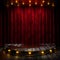 Red curtain stage with lights