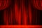 Red curtain stage theater studio background.