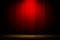 Red curtain studio on stage wooden brown background, Red curtain background