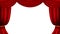 Red curtain. Theater cinema curtains shine elements. Isolated fabric drape vector banner, show circus entertainment ad