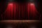 Red curtain theater or opera stage with wooden floor. Template grand opening concert or movie premiere backstage, curtain for