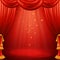 Red curtains. Theater scene. Vector illustration