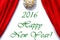 Red curtains theatre stage white background happy new year 2016